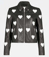 Women’s Maje Heart Biker Leather Jacket