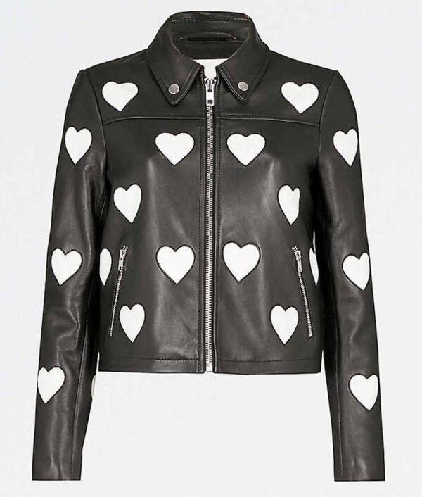 Women’s Maje Heart Biker Leather Jacket