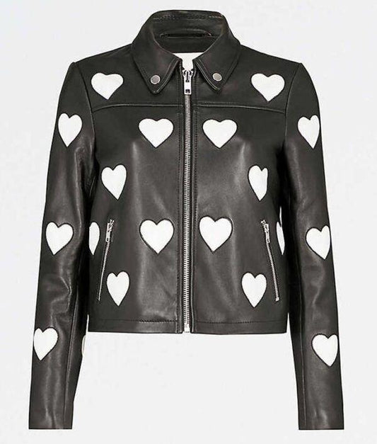 Women’s Maje Heart Biker Leather Jacket