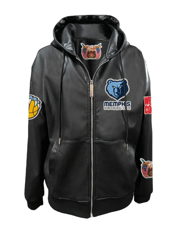 Jeff Hamilton Memphis Grizzlies Leather Hooded Jacket