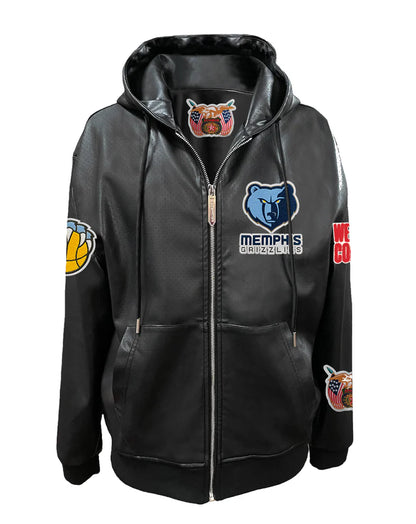 Jeff Hamilton Memphis Grizzlies Leather Hooded Jacket