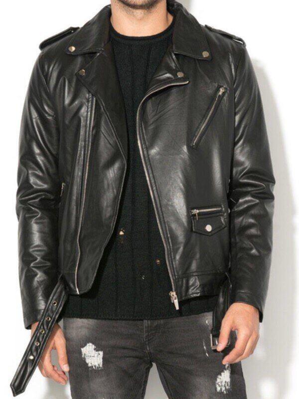 Men Classic Biker Leather Jacket