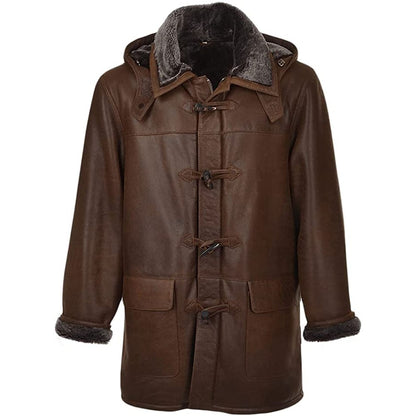 Mens Genuine Sheepskin Leather Trench Coat