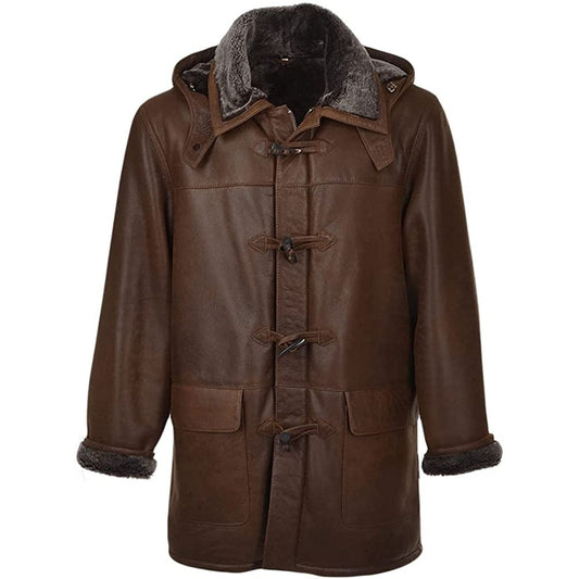 Mens Genuine Sheepskin Leather Trench Coat