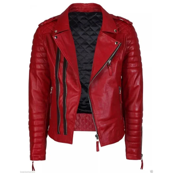 Christmas Men’s Red Biker Leather Jacket