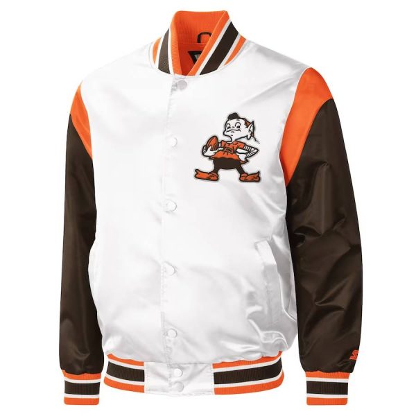 Men’s Starter White Cleveland Varsity Jacket