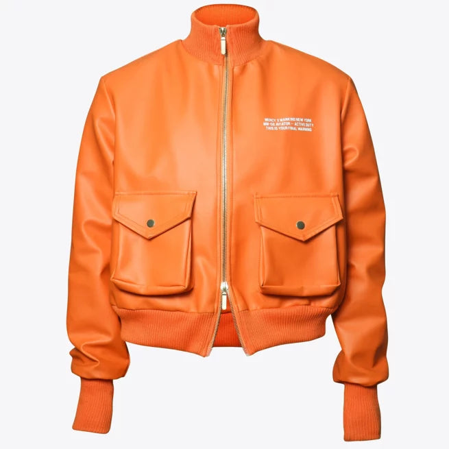 Juice Wrld Or­ange Avi­a­tor Jack­et