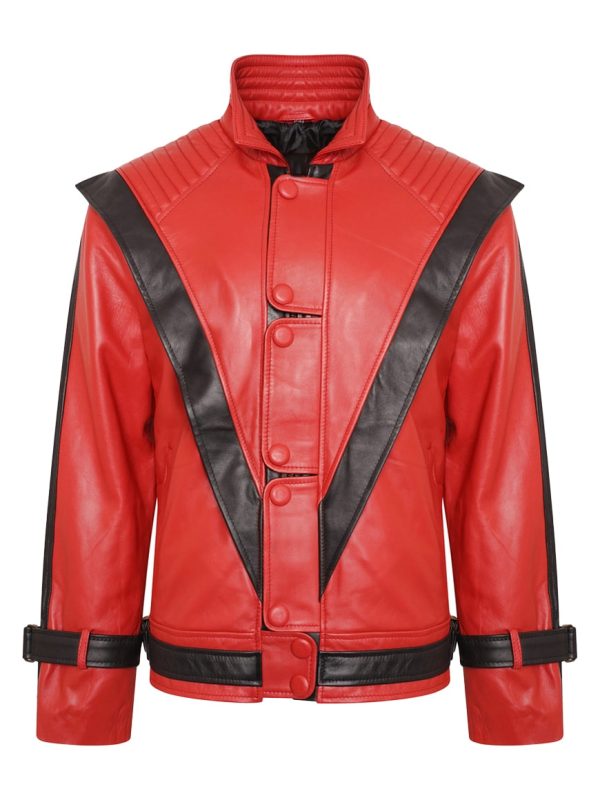 Michael Jackson Red Military Leather Jacket