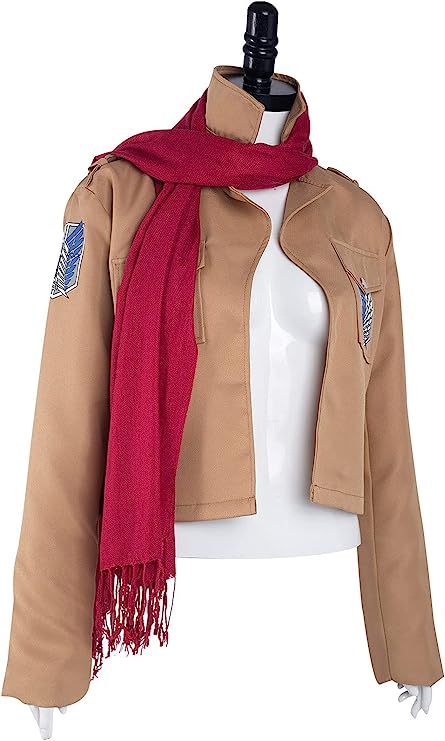 Mikasa Ackerman Cosplay Jacket with Scarf