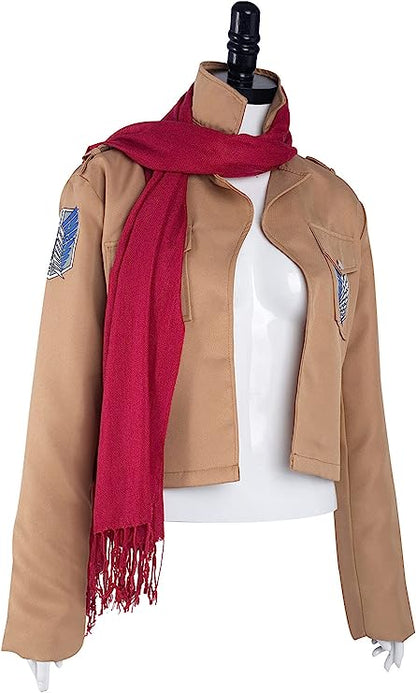 Mikasa Ackerman Cosplay Jacket with Scarf