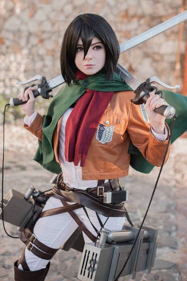 Mikasa Ackerman Cosplay Jacket with Scarf