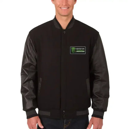 NASCAR JH Design Monster Energy Wool & Leather Jacket