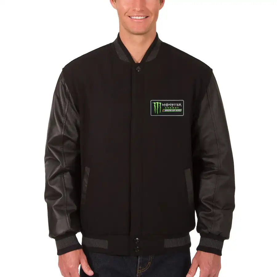 NASCAR JH Design Monster Energy Wool & Leather Jacket