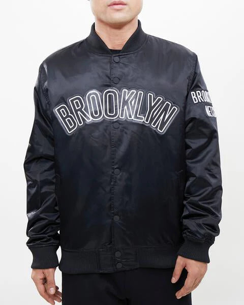 NBA Brooklyn Nets Big Logo Satin Jacket