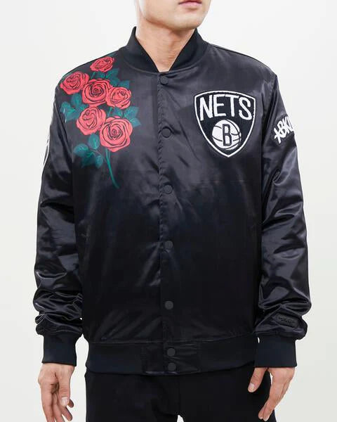 NBA Brooklyn Nets Rose Satin Jacket