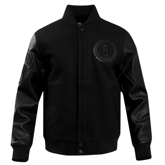 NBA Brooklyn Nets Triple Black Varsity Jacket