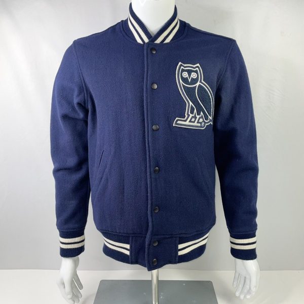 OVO October’s Very Own Navy OG Owl Varsity Jacket