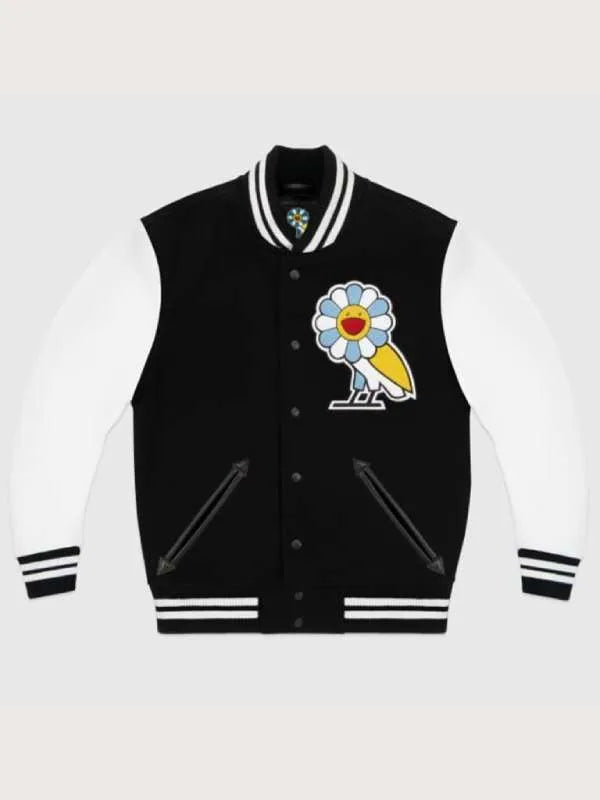 OVO x Takashi Murakami Owl Flower Varsity Jacket