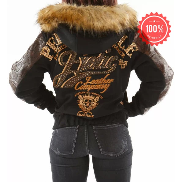 Pelle Pelle Brown Exotic Fur Hood Jacket