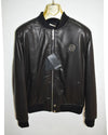 Philipp Plein Black Skull Leather Bomber Jacket