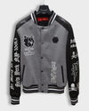 Philipp Plein Teddy Bear Grey Black Leather Jacket