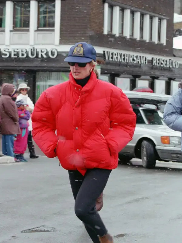 Princess Diana Red Puffer Jacket
