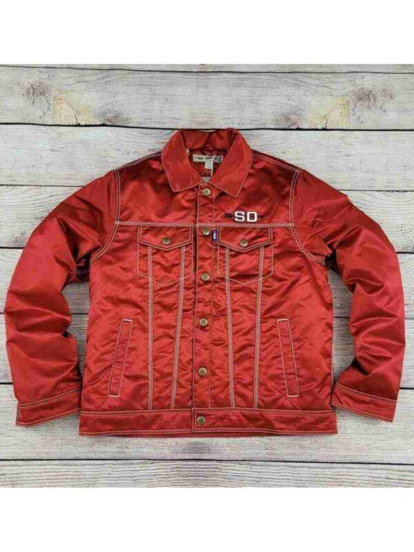 Red Peppers Satin Trucker Jacket