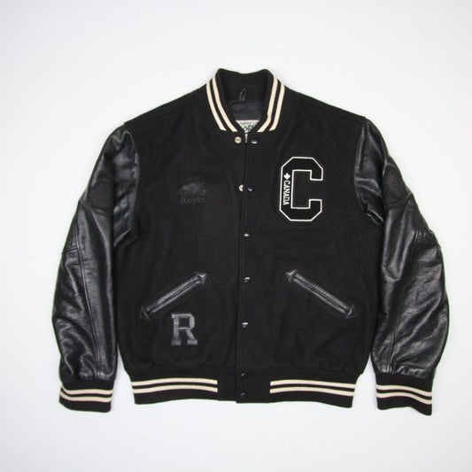 Roots Canada Leather Baseball Black Varsity Jacket