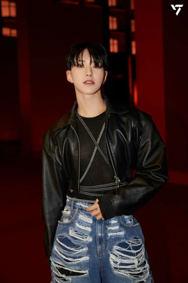 Seventeen Hoshi Black Leather Cropped Jacket