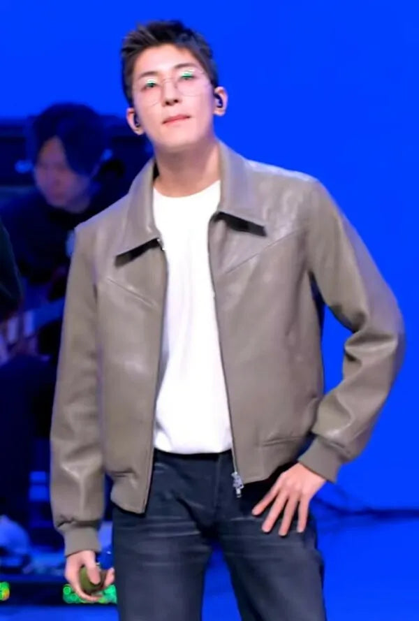 Seventeen Wonwoo Grey Leather Jacket