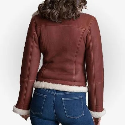 Shearling Brown Sheepskin Womens Leather Jacket