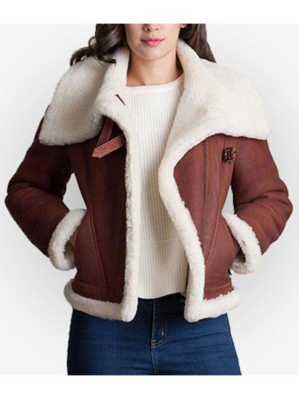 Shearling Brown Sheepskin Womens Leather Jacket