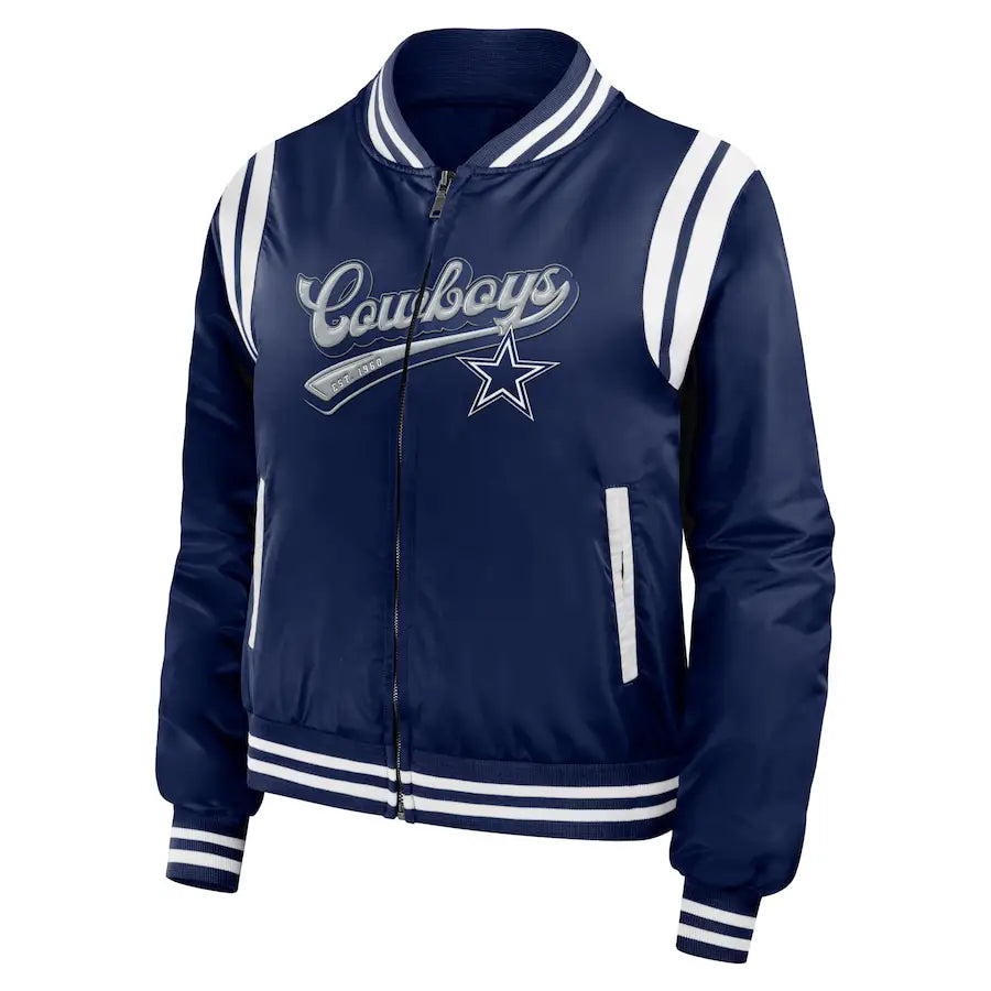 Starter Dallas Cowboys Navy Satin Varsity Jacket