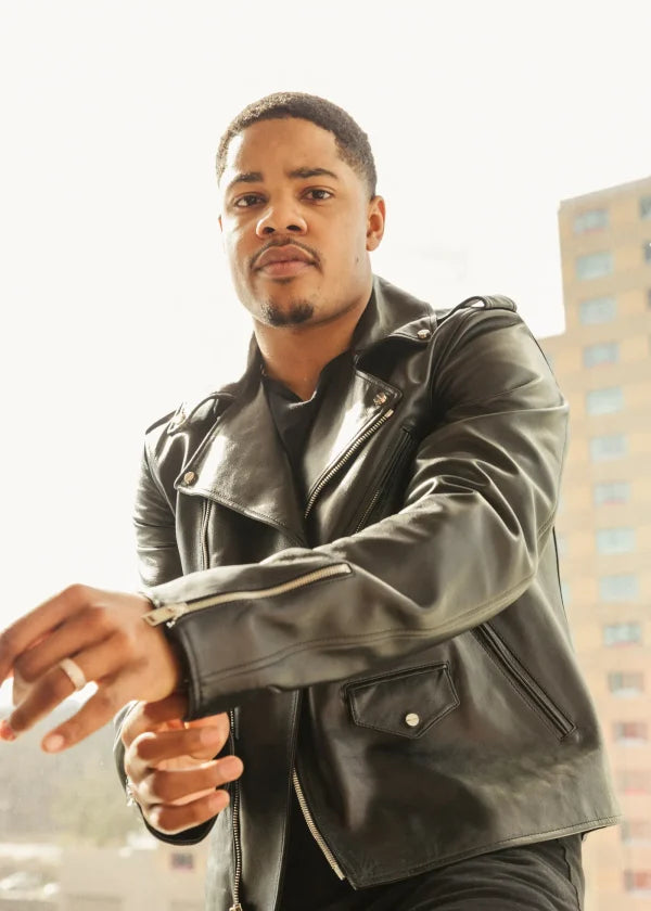 Sterling Shepard Black Biker Leather Jacket
