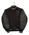 Stussy Black Leather Varsity Blouson Jacket