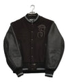 Stussy Black Leather Varsity Blouson Jacket