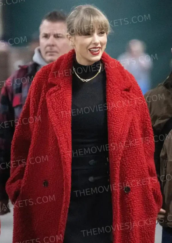 Taylor Swift Cheifs vs Packers Red Teddy Coat