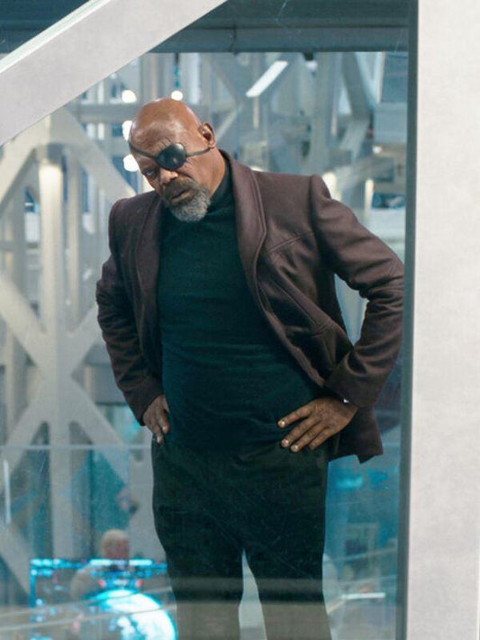 The Marvels Nick Fury Brown Leather Blazer