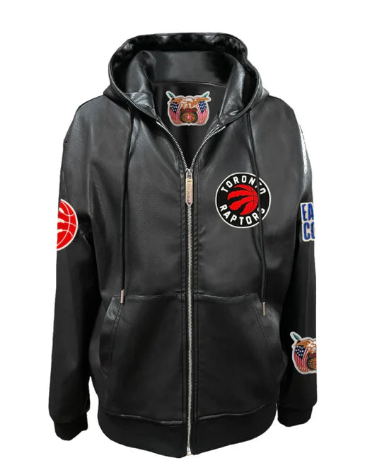 Jeff Hamilton Toronto Raptors Leather Hooded Jacket