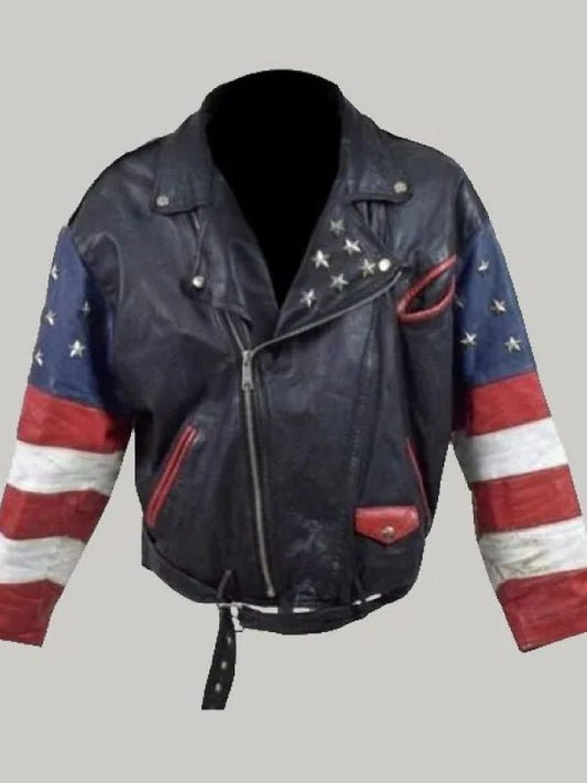 USA Stars Vintage Leather Jacket
