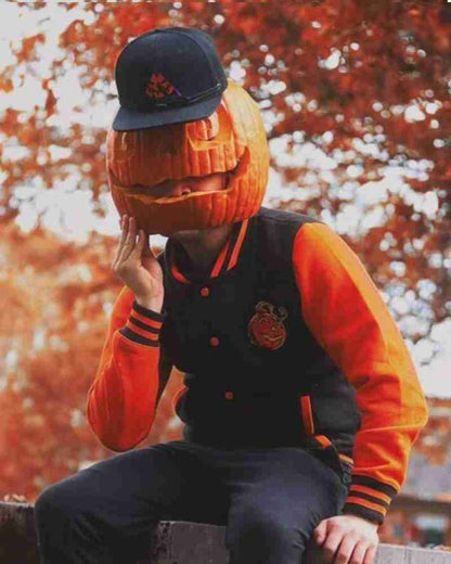 Ultimate Halloween Black and Orange Varsity Jacket