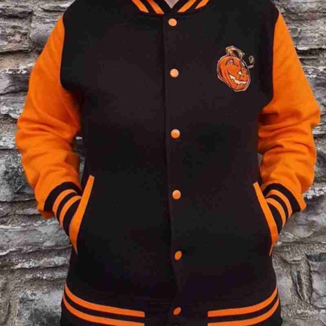 Ultimate Halloween Black and Orange Varsity Jacket