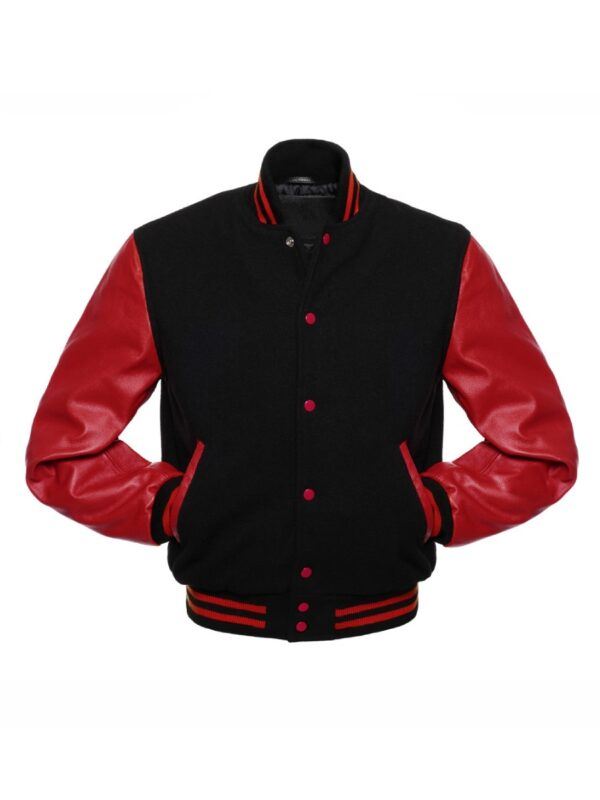 Unisex Black And Red Varsity Jacket