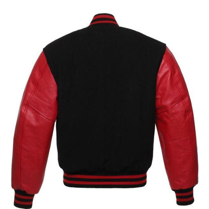 Unisex Black And Red Varsity Jacket
