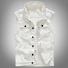 White Denim Sleeveless Urban Style Vest