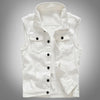 White Denim Sleeveless Urban Style Vest
