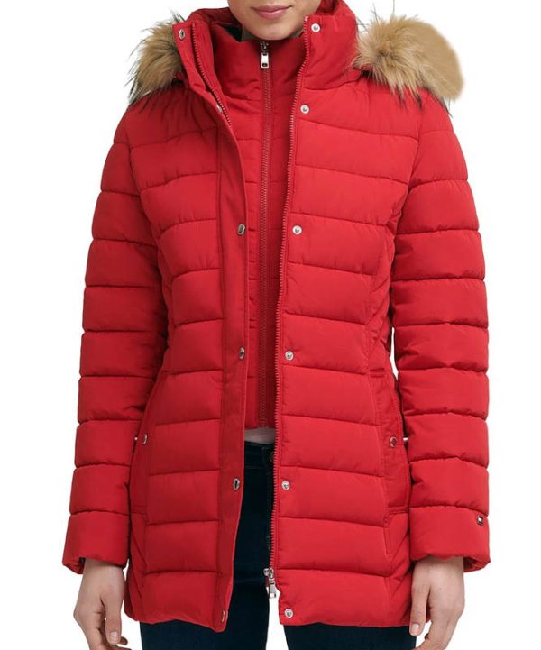 Women’s Red Fur Hooded Coat