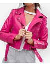 Womens Pink Zipper Leather Jacket
