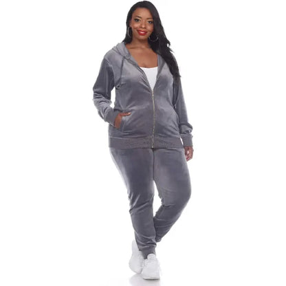 Women’s Plus Size 2-Piece Velour Tracksuit