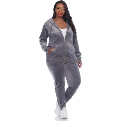 Women’s Plus Size 2-Piece Velour Tracksuit